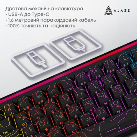 Дротова механічна клавіатура Ajazz NK68 Red switches Side Contour Black (NK68-R-S-B) Купити в Україні