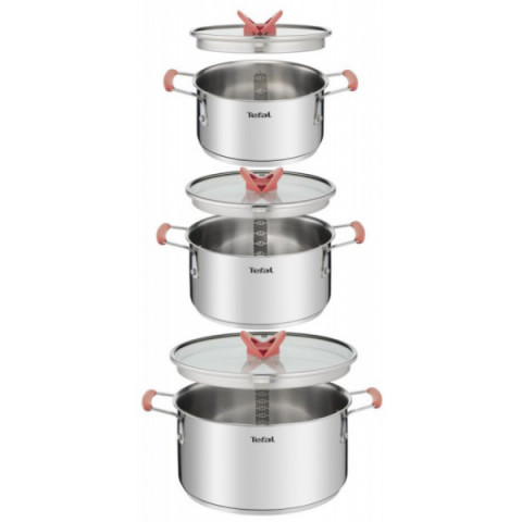 Набір посуду Tefal Opti Space, 6предметів, нержавіюча сталь, силікон, скло