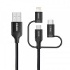 Кабель Choetech USB - Lightning + microUSB + USB-C, 1.2м (IP0030-BK)