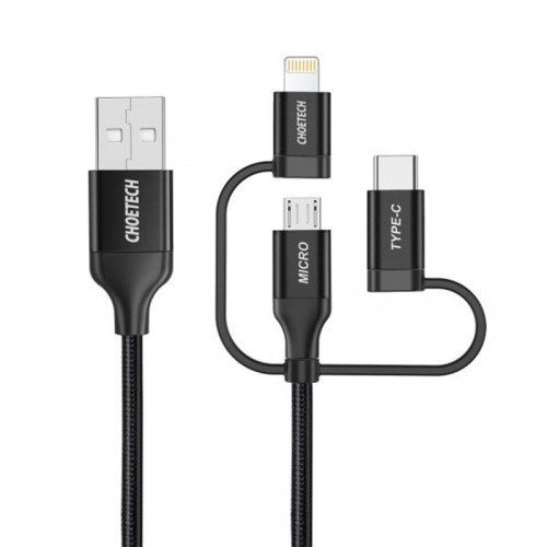 Кабель Choetech USB - Lightning + microUSB + USB-C, 1.2м (IP0030-BK)