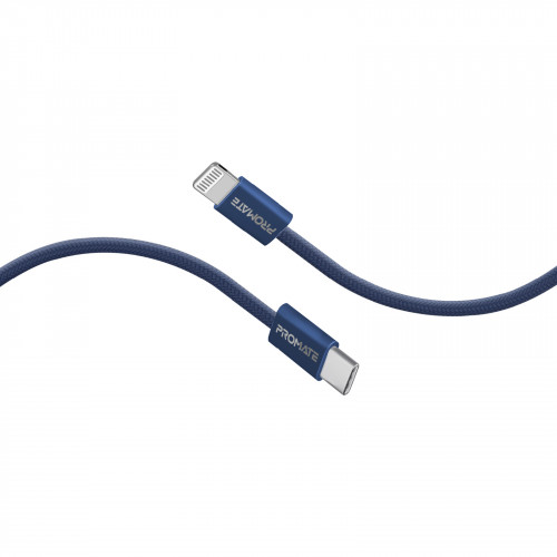 Кабель Promate USB Type-C - Lightning (M/M), 3 A, 27 W, 1.2 м, EcoLine-Ci120 Navy (ecoline-ci120.navy)