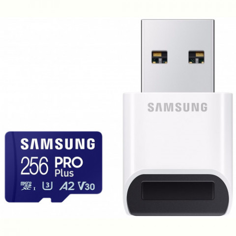 Карта пам`яті MicroSDXC 256GB UHS-I/U3 Samsung Pro Plus R180/W130MB/s + OTG Card reader (MB-MD256SB/WW)