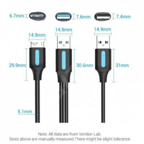 Кабель для принтера Vention 2in1 USB - USB Type-B 3.0 (M/M), 0.5 м, Black (CQPBD)