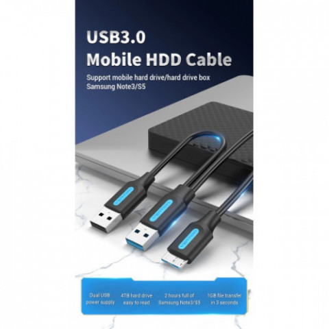 Кабель для принтера Vention 2in1 USB - USB Type-B 3.0 (M/M), 0.5 м, Black (CQPBD)