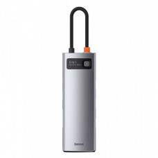 Type-C-Хаб Baseus Metal Gleam Series 8-in-1 Multifunctional (Type-C to HDMI*1+USB3.0*3+PD*1+RJ45*1+SD/TF*1) gray