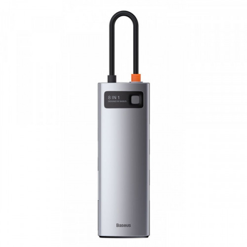 Type-C-Хаб Baseus Metal Gleam Series 8-in-1 Multifunctional (Type-C to HDMI*1+USB3.0*3+PD*1+RJ45*1+SD/TF*1) gray Купити в Україні