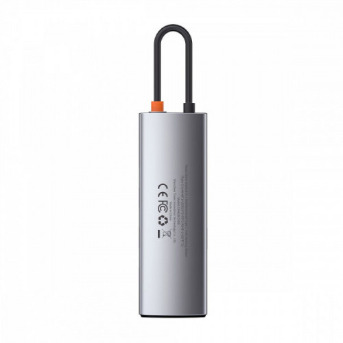 Type-C-Хаб Baseus Metal Gleam Series 8-in-1 Multifunctional (Type-C to HDMI*1+USB3.0*3+PD*1+RJ45*1+SD/TF*1) gray Купити в Україні