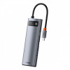 Type-C-Хаб Baseus Metal Gleam Series 8-in-1 Multifunctional (Type-C to HDMI*1+USB3.0*3+PD*1+RJ45*1+SD/TF*1) gray Купити в Україні