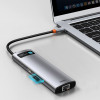 Type-C-Хаб Baseus Metal Gleam Series 8-in-1 Multifunctional (Type-C to HDMI*1+USB3.0*3+PD*1+RJ45*1+SD/TF*1) gray Купити в Україні
