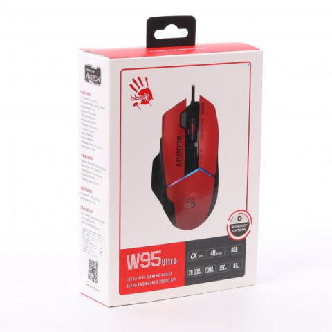 Миша ігрова Bloody W95 Ultra, колір червоно-чорний