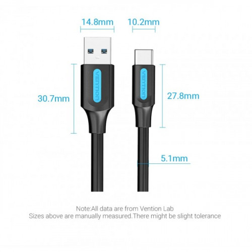 Кабель Vention USB - USB Type-C (M/M), 3A, 1 м, Black (COZBF)