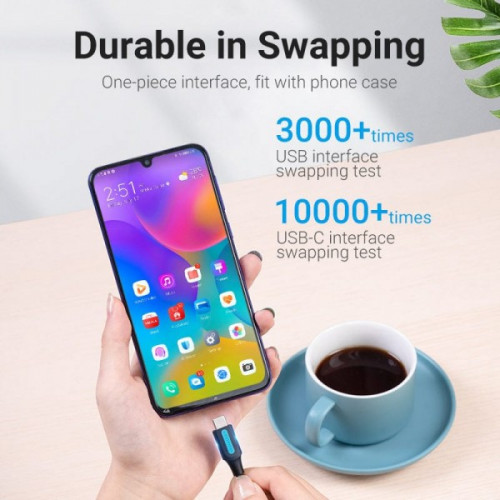 Кабель Vention USB - USB Type-C (M/M), 3A, 1 м, Black (COZBF)