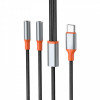 Кабель XO AUX 2х3.5 мм - USB Type-C (F/M), 1 м, Black (NB-R269B.black)