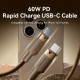 Кабель Vention USB Type-C - USB Type-C (M/M), 60W, 3A, 2 м, Copper (TRDJH)