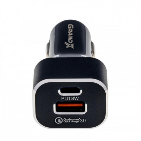 Автомобільний зарядний пристрій Grand-X (1хTypeC, 1хUSB3.1) PD 3.0, QС 3.0, AFC, FCP 36W Black (CH-29)