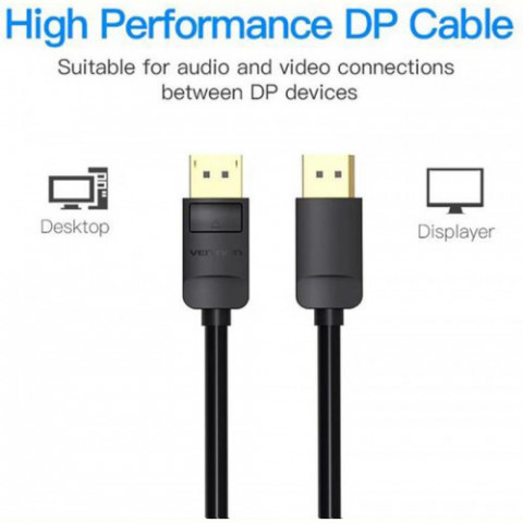 Кабель Vention DisplayPort - DisplayPort (M/M), 1 м, чорний (HACBF)