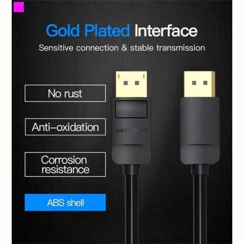 Кабель Vention DisplayPort-DisplayPort, 1 m, v1.2, Black (HACBF)