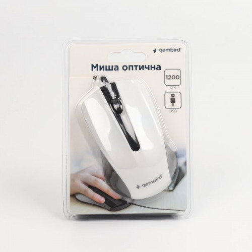 Оптична мишка Gembird MUS-101-W, USB интерфейс, білий колір