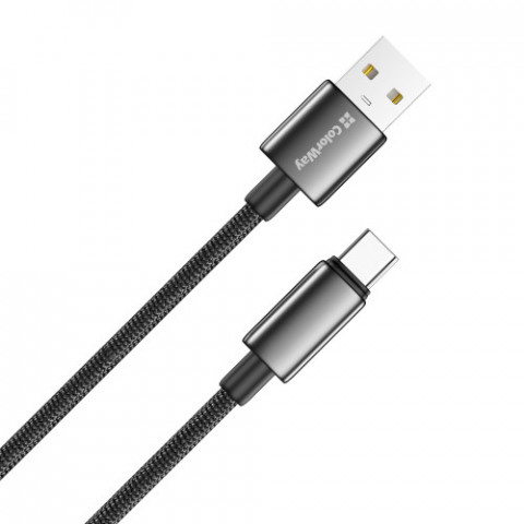 Кабель ColorWay USB - USB Type-C (M/M), zinc alloy braided, 3А, 2 м, Black (CW-CBUC099-BK)