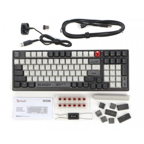 Механічна бездротова клавіатура A4Tech Bloody WS98 (Bloody Grey), сіро-біла
