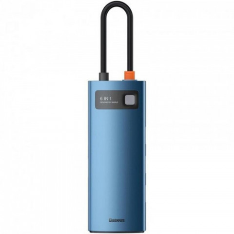 Концентратор USB-C Baseus Metal Gleam Series 6in1 Blue (WKWG000003)