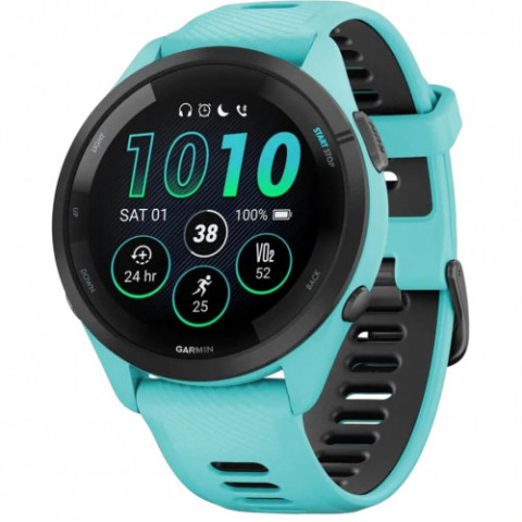 Смарт-годинник Garmin Forerunner 265 Black Bezel with Aqua Case and Aqua/Black Silicone Band (010-02810-12)