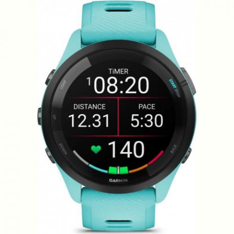 Смарт-годинник Garmin Forerunner 265 Black Bezel with Aqua Case and Aqua/Black Silicone Band (010-02810-12)
