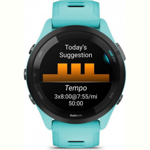Смарт-годинник Garmin Forerunner 265 Black Bezel with Aqua Case and Aqua/Black Silicone Band (010-02810-12)