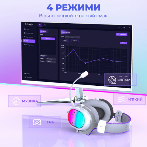 Навушники Fifine H16 7.1 White RGB Купити в Україні