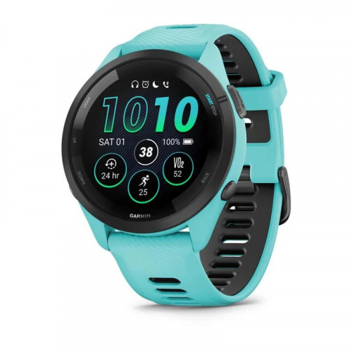 Смарт-годинник Garmin Forerunner 265 Black Bezel with Aqua Case and Aqua/Black Silicone Band (010-02810-52)