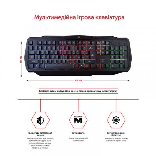 Комплект (клавіатура, мишка) Piko GX50 Black USB (1283126506208) + килимок