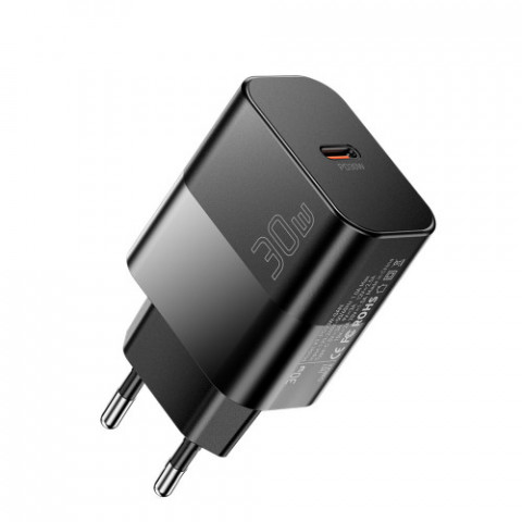 Мережевий зарядний пристрій Essager Travel Charger 30W USB-C Black (E30JSB1-SYTT1-T) + кабель USB Type-C