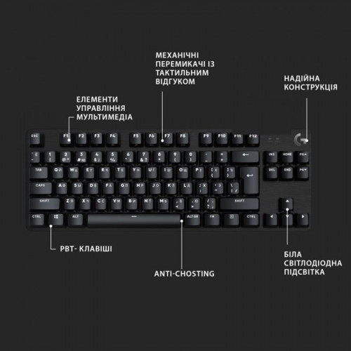 Клавiатура Logitech G413 TKL SE Corded Mechanical Gaming Keyboard Black (920-010446)