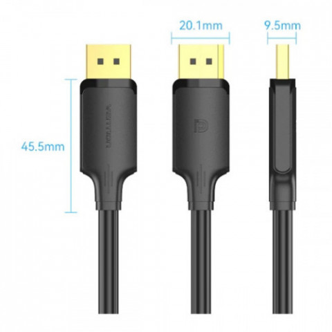 Кабель Vention DisplayPort - DisplayPort (M/M), 2 м, Black (HAKBH)