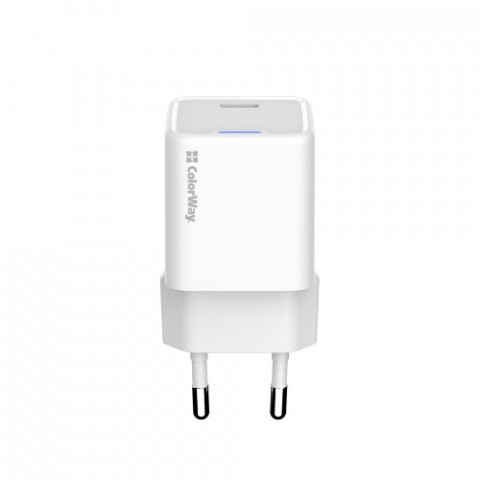 Мережевий зарядний пристрій ColorWay GaN Mini 30W PD Port PPS USB-C White (CW-CHS054PD-WT)