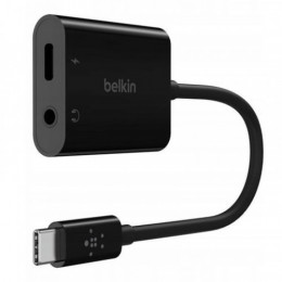 Адаптер Belkin RockStar USB Type-C - 3.5 мм + USB Type-C 60W (M/F+F), 0.12 м, Black (NPA004btBK)