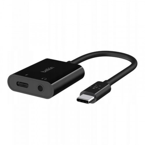 Адаптер Belkin RockStar USB Type-C - 3.5 мм + USB Type-C 60W (M/F+F), 0.12 м, Black (NPA004btBK)