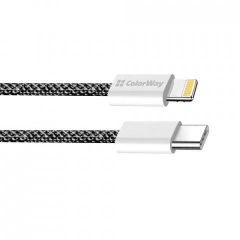 Кабель ColorWay Lightning + USB Type-C (M/M), 3.0 А, 1 м, Black (CW-CBPDCL061-BK)