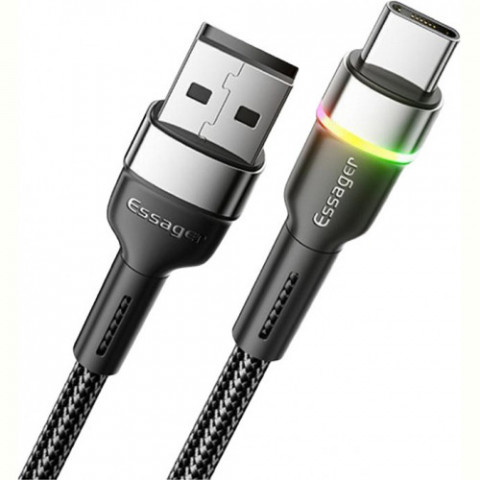 Кабель Essager Colorful LED USB - USB Type-C (M/M), 3A, 2 м Black (EXCT-XCDA01)