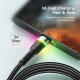 Кабель Essager Colorful LED USB - USB Type-C (M/M), 3A, 2 м Black (EXCT-XCDA01)
