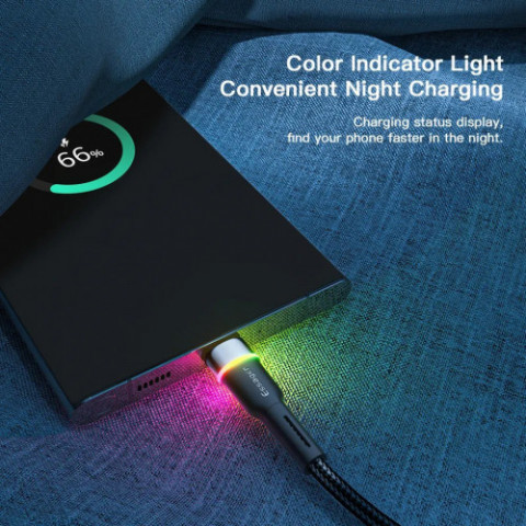 Кабель Essager Colorful LED USB - USB Type-C (M/M), 3A, 2 м Black (EXCT-XCDA01)