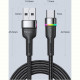 Кабель Essager Colorful LED USB - USB Type-C (M/M), 3A, 2 м Black (EXCT-XCDA01)