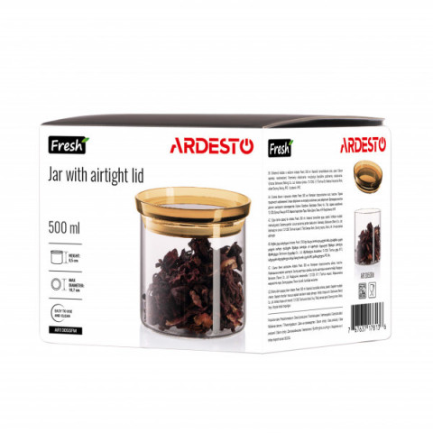 Банка для зберігання Ardesto Fresh 500мл, скло, пластик, прозорий