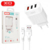 Мережевий зарядний пристрій XO L72 (1USBх3A, 2USBх2.4A) White (L72-TC-WH) + кабель USB Type-C