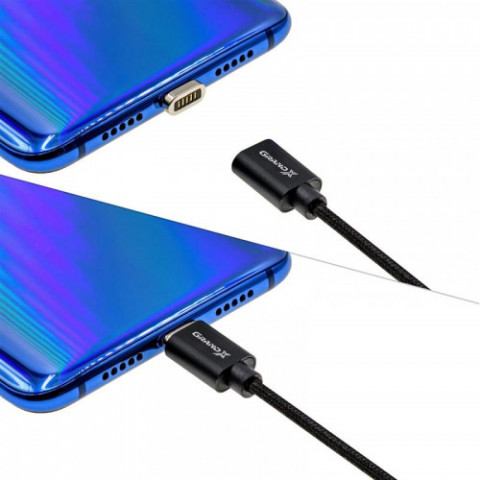 Кабель Grand-X USB-microUSB, магнітний, 1м, Black (MG-01M)