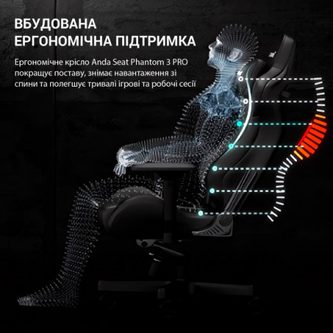 Крісло ігрове Anda Seat Phantom 3 Pro Fabric Dark Gray Size L (AD18YC-06-GB-F) Купити в Україні