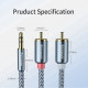 Кабель Essager Monster 3.5 мм - 2xRCA (M/M), 2 м, Grey (EYPZJ-MYA0H)
