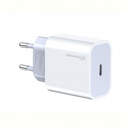 Мережевий зарядний пристрій Grand-X (1xUSB-C 20W) QC4.0, PD 3.0, FCP, AFC White (CH-770)