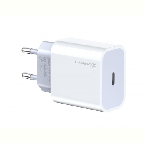 Мережевий зарядний пристрій Grand-X (1xUSB-C 20W) QC4.0, PD 3.0, FCP, AFC White (CH-770)