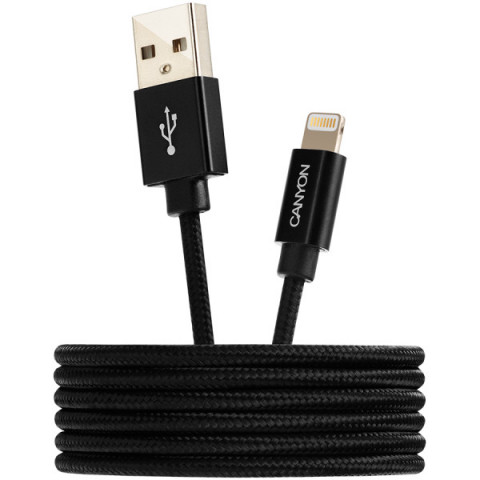 Кабель Canyon USB - Lightning (M/M) 0.96 м, Black (CNS-MFIC3B) в обплетеннi